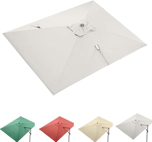10ft X 13ft Cantilever Garden Umbrella Canopy 8 Ribs Rectangle Umbrella Replacement Fabric, Large Patio Garden Parasol Top Sunshade Cover(Beige)