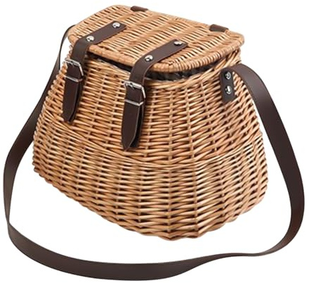 Cesta organizadora tejida a mano con tapa para frutas, cesta organizadora portátil para fiesta de cumpleaños, día de San Valentín, camping, actividades al aire libre