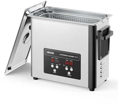 VEVOR 6L ultraljudsrengöringsmedel, professionell ultraljudsrengöringsmaskin med rengöringskorg och digital skärm, 120 W rostfritt stål 40 kHz rengöringsmaskin för klockor, rakhyvlar, smycken, mynt