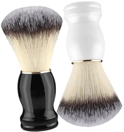 FIXOSHEE 2 piezas Brochas de Afeitar para Hombre Cepillos de Afeitar Suaves Multifuncionales para Espuma Limpieza Facial y Peluquería Portátiles para Uso Viaje Negro y