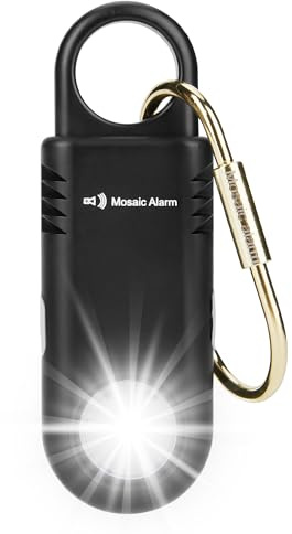 135 dB wiederaufladbarer Personalalarm mit ultraheller Taschenlampe. Rutschfester Schlüsselanhänger-Notfallsirene für Frauen & Kinder. SOS-Sirene & Bärenabwehr-Alarm beim Wandern. Schwarz