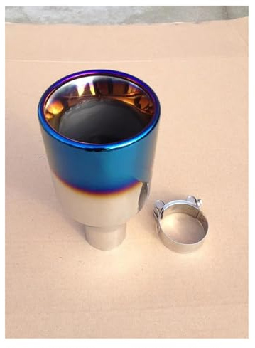 Gola della Coda dell'auto 1 Pz Universale In Acciaio Inossidabile Vernice Blu Punta Silenziatore Della Coda Tubo Scarico Rotondo Posteriore Per Tubi Di Punta Dell'auto Coda Gola(80MM IN-101MM OUT)