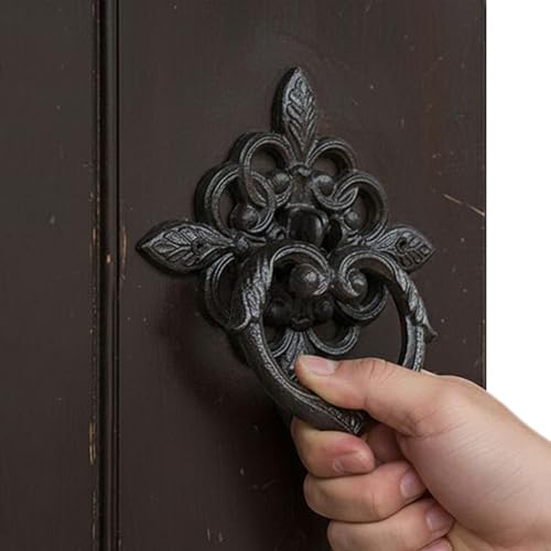 Manija De Puerta De La Puerta Principal - Clásica 20x19.5 Cm, Manija Rústica De Hierro Fundido, Característica Decorativa Retro Con Detalles Elegantes | Herrajes Para La Entrada De Casas Dormitorios
