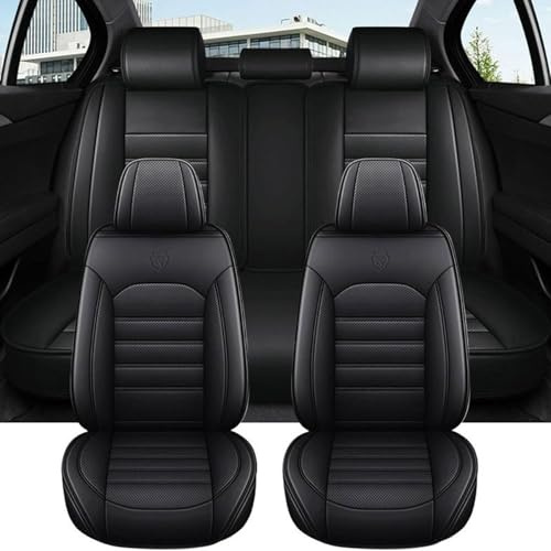 FIENZA Auto Sitzbezüge Set für VW Transporter T5 T6, 5 Stück Sitzbezug Auto Set Rücksitz Leder Vordersitze Atmungsaktiv Wasserdicht Und Komfortabel, Sitzschoner Universal(Black)