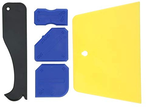 aqxreight Kit de Grattoir d'épandage de Mastic en Plastique 5 Pièces pour Jointoiement et Joints Dissolvant de Mastic en Silicone Outil de Calfeutrage Outils de Finition de Réparation de Carrelage