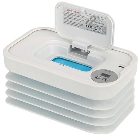 Portable Wipe Warmer with Fast Heating & 3 Temperature Settings, USB-Powered Large Capacity Heated Wipes Dispenser with Night Light and Display, for Home, Car and Travel