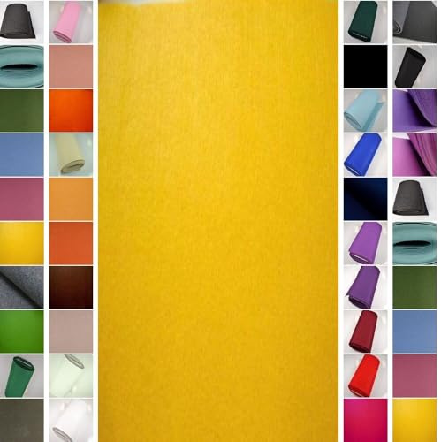 StoffBook 5mm Polyester Bastelfilz Stoff Meterware Gelb - Stabiler Filzplatten zum Nähen, Kleben, Basteln, DIY Taschen, Dekoration und Kindergarten - 45cm Breite b539