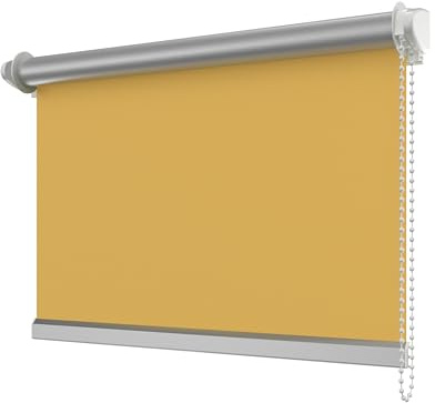 Interdeco Verdunkelungsrollo/Thermo Rollo, Gelb BxH 83,5 x 175 cm, Klemmfix Rollos ohne Bohren, Seitenzugrollos mit Silberbeschichtung