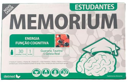 Memoria y Concentración para Estudiantes con Taurina, Guaraná y Jalea Real - Energía Mental y Apoyo al Sistema Nervioso - Colina, L-Carnitina y Complejo de Vitaminas B - Ampollas Bebibles - DietMed