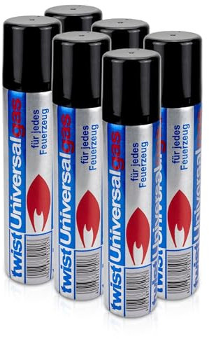 6er Set Twist-UnivERSAl-Gas 6 x 100ml Gaskartuschen - Vorteilspackung zum nachfüllen von Gas-Lötkolben