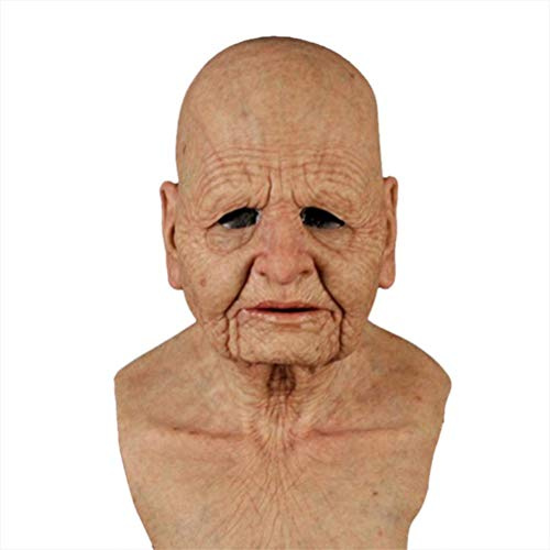 Halloween Old Man Maske, The Ältere Old Man Kopfbedeckung Realistische Silikon Maskerade Vollkopf knifflige Requisiten Halloween Kopfschmuck Real Human Horror Perücke Party Requisiten Kopfbedeckung