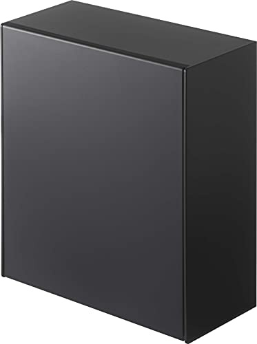 YAMAZAKI 5434 TOWER Film Hook Storage Box, black, ABS Resin, 17 x 8.7~16 x 20 cm | Resina ABS, independiente o montaje en pared sin taladrar, también como cubo cosmético, 8,7 – 16 x 17 x 20 cm, diseño japonés
