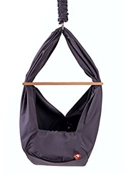 elvent® Federwiege Lullaby – Inkl. Matratze, 100% Baumwolle, Made in Germany – Babyhängematte (Basaltgrau)