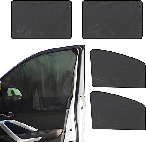 4 Piezas Parasoles Magnéticos para Ventana Lateral del Coche,Cortina Mosquitera, Protector contra Rayos UV Privacidad Protección,Asientos Delanteros y Trasero