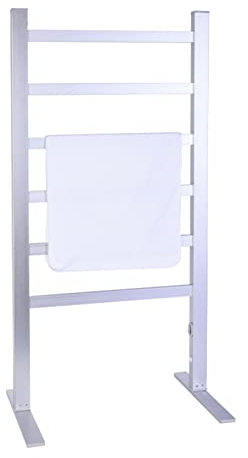 WPHH Scaldasalviette Termoarredo Elettrico da Terra 6 Barre Quadrate per Bagno, Portasciugamani Elettrico Riscaldato in Lega di Alluminio con Interruttore Impermeabile, Argento