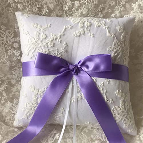 SPORTARC Ringkissen Klassisch lila Schleifenknoten Blume weiß Flecken Ringkissen Hochzeit Set Qualität