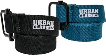 Urban Classics Unisex Industrial Canvas Belt Kids 2-Pack black/green, one size