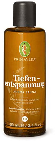 PRIMAVERA Tiefenentspannung Aroma Sauna bio 100ml – Saunaöl, Aromatherapie – balsamisch-einhüllender Duft – beruhigend – vegan
