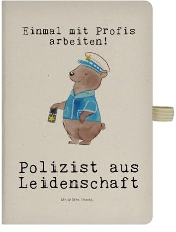Mr. & Mrs. Panda DIN A5 Baumwoll Notizbuch Polizist Leidenschaft - Geschenk, Schreibheft, Kollegin, Arbeitskollege, Kollege, Rente, Polizei,