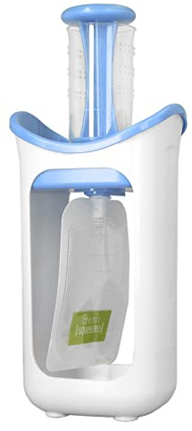 Baby Squeeze Station, Beutelfüllstation für Halbfeste Lebensmittel, Food Squeeze Station mit Squeeze Bag Quetschbeutel für Manuelle Nahrungshilfegeräte für Babys und Kleinkinder (Blau)