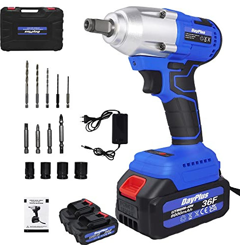 ANSIMIDA 18V Akku Schlagschrauber, Bürstenloser Schlagschrauber mit max. 420Nm Drehmoment, 2 X 6Ah Akku, 1/2 Zoll Vierkant, Ladegerät, 4 Stecknüssen und Tasche