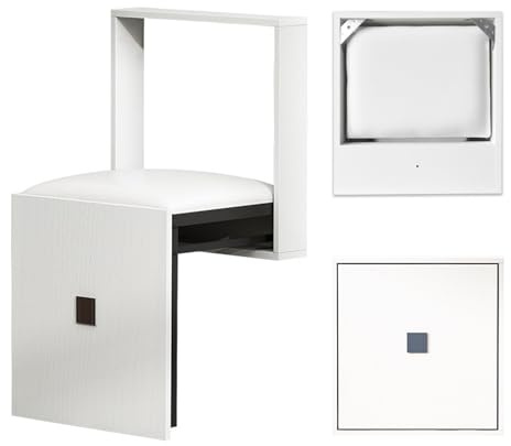 UIILO Wandklapphocker, 7 cm ultradünn, wandmontierbar, klappbarer Schuhwechselhocker aus Aluminiumlegierung & Leder, belastbar bis 300 kg, für Eingang, Bad, Flur, Wohnraum (B)