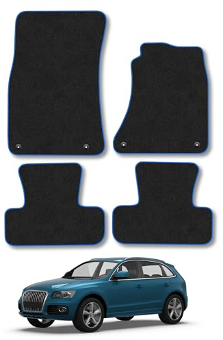 Audi Q5 (2008-2016) Carpet Car Mats | Blue Edge Trim Tailored Fit Floor Mats Full Coverage Protection Accessories Easy Clean Anti Slip Made in the UK