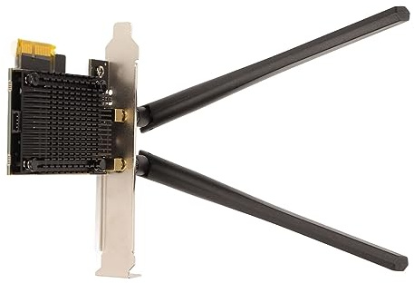 Hosie Scheda WiFi Interna, Tecnologia MU Mimo Ad Alto Guadagno 6dBi 2.4G 5G 6G Tri-Band PCIE Plug And Play Scheda WiFi con Antenne per PC per