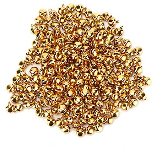 Mini-Glocken, 300 Stück Glöckchen, 6 Mm, Glöckchen Zum Basteln, Kleine Glöckchen, Mini-Glockenanhänger Für Die Schmuckherstellung, DIY-Weihnachtsglocken(Gold)