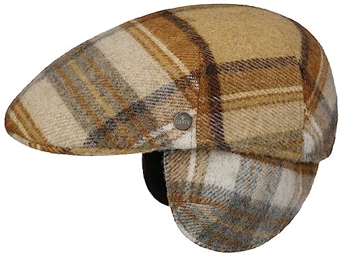 LIERYS Tranmore Flatcap Schirmmütze mit Ohrenklappen Herren Atmungsaktiv Wärmend Made in Ireland Herbst Winter beige M (56-57 cm)
