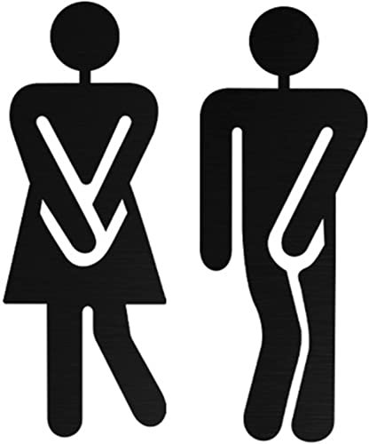 WC-Türschild, WC-Schild für Männer und Frauen, Edelstahl-Badezimmerschild-Dekoration, Toilettenschild, für Büro (B)