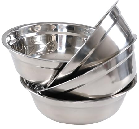 Tyminin Stainless Steel Mixing Bowls for Baking, Cooking, Salad, Food Prep, Set of 4 Metal Salad Bowl
