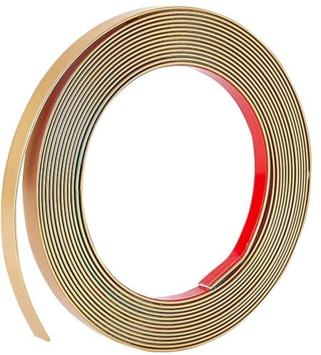 GORGECRAFT 5mX10mm Moulure Murale Flexible Bande Décorative Auto-Adhésive Autocollants de Bordure de Miroir Doré pour Panneau de Sol Bord D'Armoire Cadre de Garde-Robe Ruban D'Étanchéité Décor