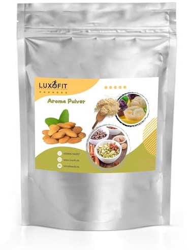 Luxofit Mandel Aroma Pulver, Pulveraromen für die Gastronomie und Küche, Vegan und Vegetarisch, Lebensmittel und Getränke aromatisieren, Made in Germany, GMO-Frei (1 Kg)