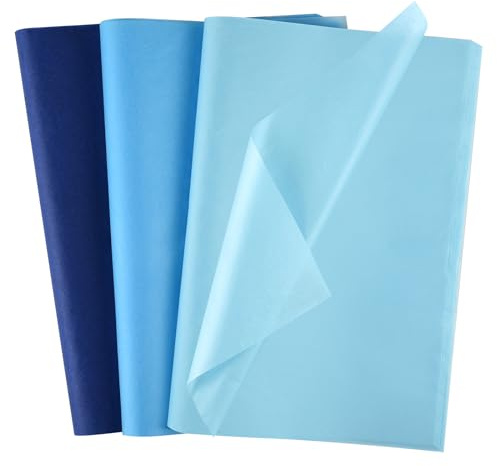 Morcheiong 60 hojas de papel de seda azul multicolor para envolver regalos, papel de seda para manualidades, cumpleaños, bodas, decoraciones festivas, fiesta (50 x 37 cm / 20 x 14.5 pulgadas)