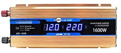 Inversor de Corriente para Coche de 500 W/1200 W/1600 W/2200 W Inversor de energía Solar para Coche Placa de Alto Rendimiento, LCD Inteligente, Interruptor de alimentación Independiente, Ventilador