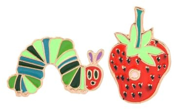 2Pcs Caterpillar Strawberry Enamel Pin Set Cute Animal Fruit Lapel Pin Hungry Caterpillar Brooch Pin Set Cartoon Strawberry Worm Badge Pins Clothes Bags Decoration Men Women Gift