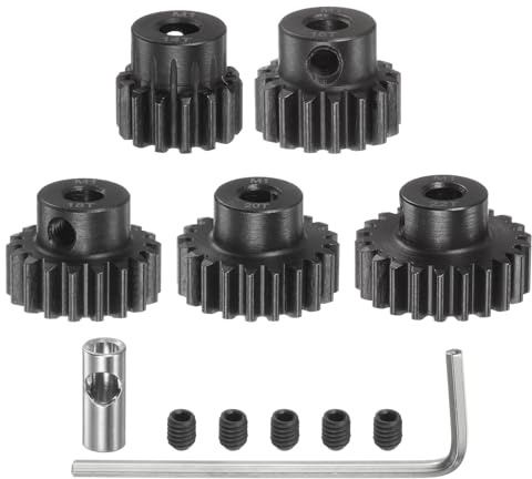 QUARKZMAN M1 Mod1 Ritzel Set Zahnrad 5mm Welle 14T 16T 18T 20T 22T | Zahnräder Motorritzel aus Gehärtetem Stahl mit 3,17mm Kupplung für RC Auto (5 Stück)