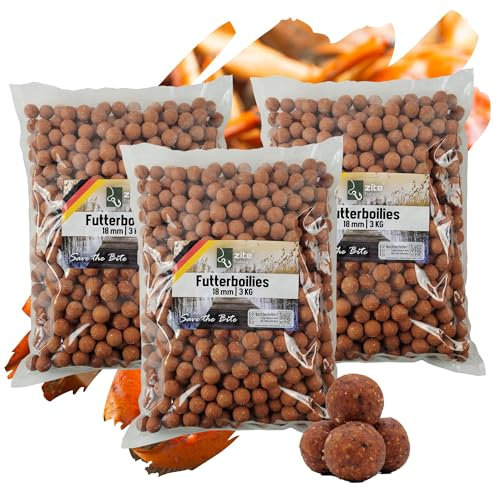 Zite Fishing Futter-Boilies Karpfen-Angeln 18mm - Verschiedene Aromen - 3x3kg Angel-Futter zum Anfüttern - Tutti Frutti bis Muschel (Monster Crab)