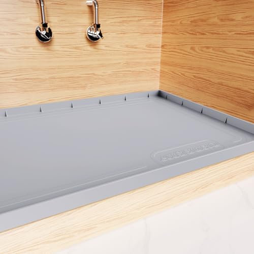 Under Sink Mat 25 X 19, Waterproof Silicone Cabinet Kitchen Liner, Gray
