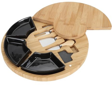 Käsebrett, Hohe Härte, Hygienisch, Geruchlos, Multifunktionales Käse- und Fleischtablett, Käsebrett und Messer-Set, Wurstbrett-Set mit Schubladen für die Küche zu Hause, Drehbarer Käse(Runden)