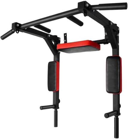 Kripyery Klimmzugstange, wandmontierte Klimmzugstange, Dip-Station, robuste Klimmzugstange, Wandstanzung, Haushalt, Innen-Fitnessgeräte, Unterstützung bis zu 200 kg, Schwarz