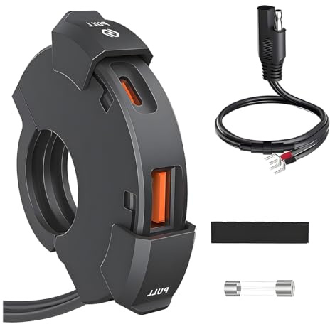 CGEAMDY 12V-24V Carga Rápida, 48W Enchufe USB Impermeable para Motocicletas Coches Barcos Autocaravanas SUVs, Universal Cargador USB Motocicleta Adaptador 18W QC 3.0 & 30W PD Type-C