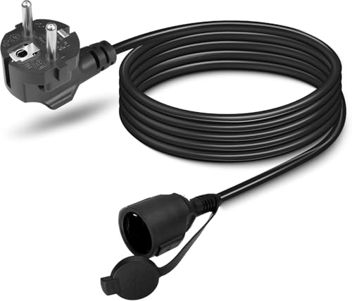 GELRHONR Cavo di prolunga per esterni con spina piatta, protezione da contatto esterno, impermeabile, 16 A, 250 V, connettore di protezione tipo F (CEE 7/7) su presa (CEE 7/7) (1,5 m)