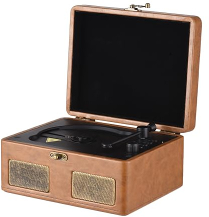 Hanzete Retro CD Player Multifunctional Tray-T Player o Turntables USB Drive Playback Portable CD Player with Remote Control Built-in 2 Speakers Rechargeable Wireless Music Streaming for Home