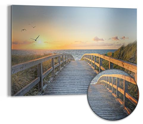 DEQORI Metall Magnettafel | 60x40 cm cm groß | Motiv Dünenweg zum Meer | Whiteboard für alle Magnete | Magnetboard Wand-Tafel für Küche & Büro | Design Magnetwand Pinnwand magnetisch