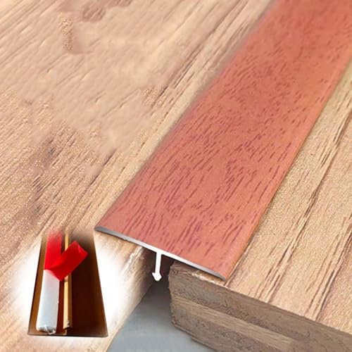 REDEXI T-Profil Laminat Bodenübergangsstreifen Türleiste Für Verbinden Von Bodenspalten, Selbstklebend Übergangsschiene Aus Aluminium Für Schwellen, Breite 2.5/4CM, Cherry Wood