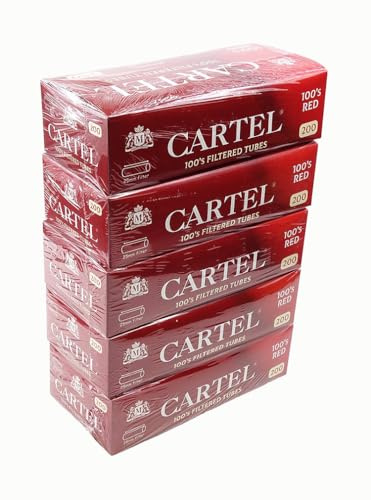 10 Boxen CARTEL Filterhülsen 100 mm RED, extra-lange Hülsen mit extra-langem Filter, 200 pro Box (2000 Hülsen)