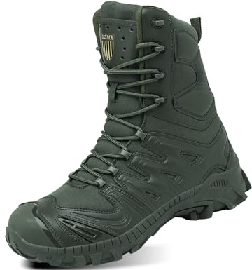 5.AA B525 Stivali da Caccia da Uomo Stivale Tattico da Combattimento Militare Alto Alto Allacciate Scarpe per Tutti i Terreni per Escursionismo verde 43 EU