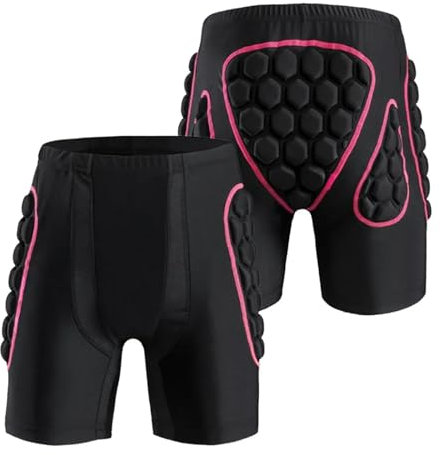 Gepolsterte Schutzhosen FüR Snowboard Männer Gesäß Schutz Gepolsterte Outdoor Sport Skifahren Skaten Snowboard Shorts Hüfte Schutz Shorts Pad for Ski Snowboard FüR Skifahren Skateboardfahren(Pink,XXL)